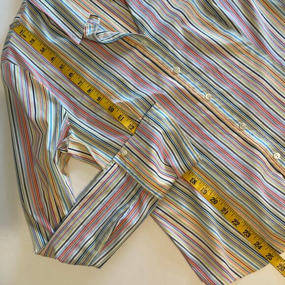 Lafayette 148 Striped Button Top Womens XL Multicolor Cotton Casual Preppy Shirt - Picture 7 of 7